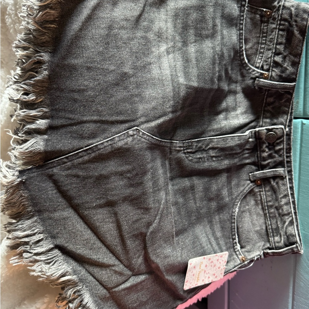 Free People Charcoal Denim Shorts